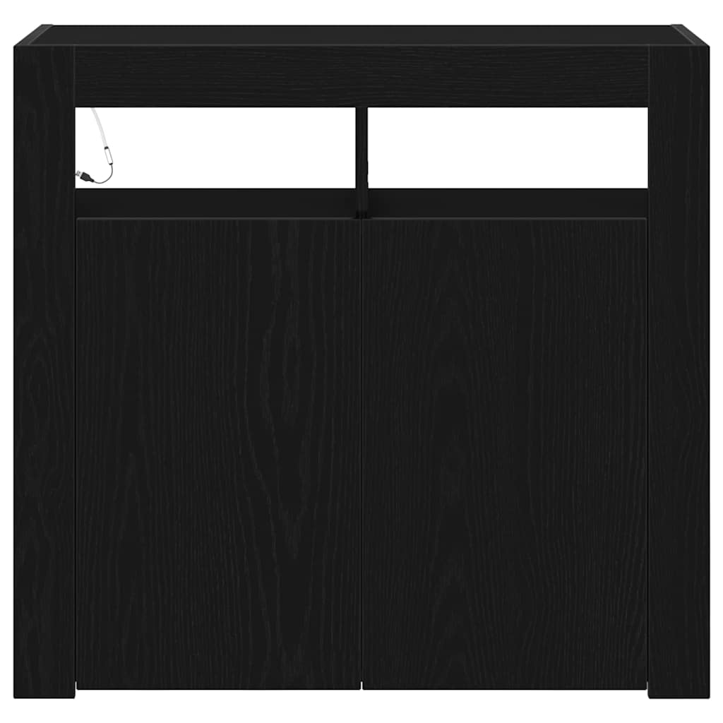 vidaXL Bufet Czarny Dąb 80 x 35 x 75 cm Materiał drewnopochodny