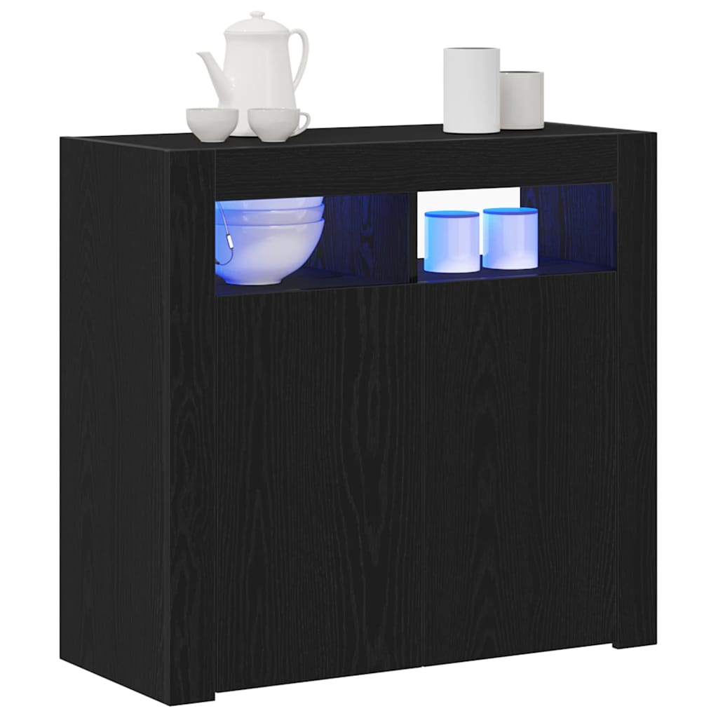 vidaXL Bufet Czarny Dąb 80 x 35 x 75 cm Materiał drewnopochodny