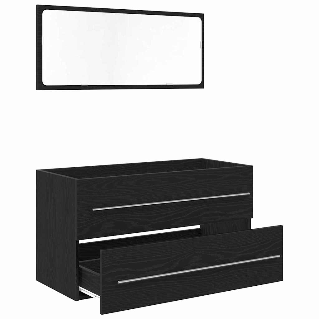 vidaXL Szafka Zlewozmywakowa z szufladą Czarny Dąb 90 x 45 x 1.5 cm
