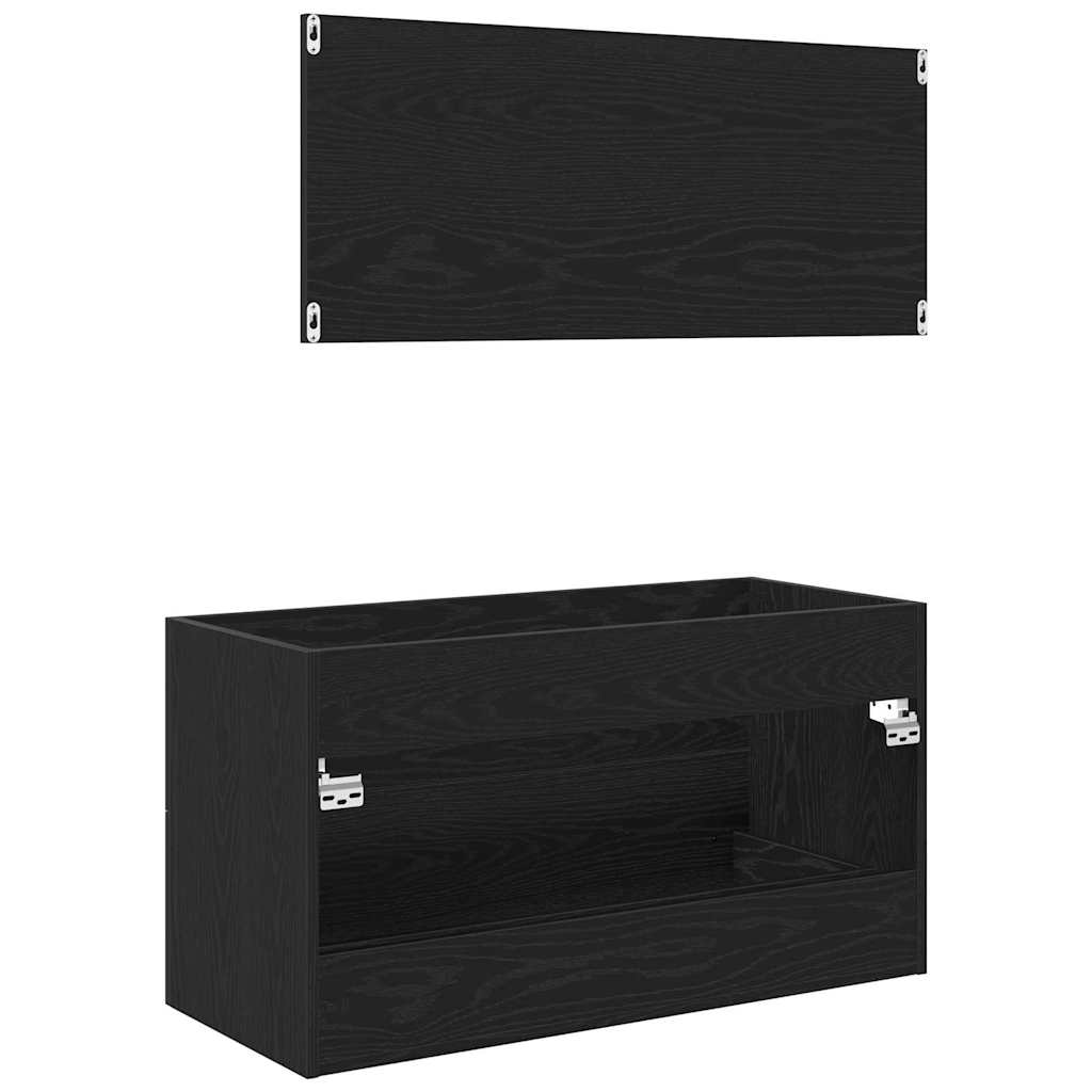 vidaXL Szafka Zlewozmywakowa z szufladą Czarny Dąb 90 x 45 x 1.5 cm