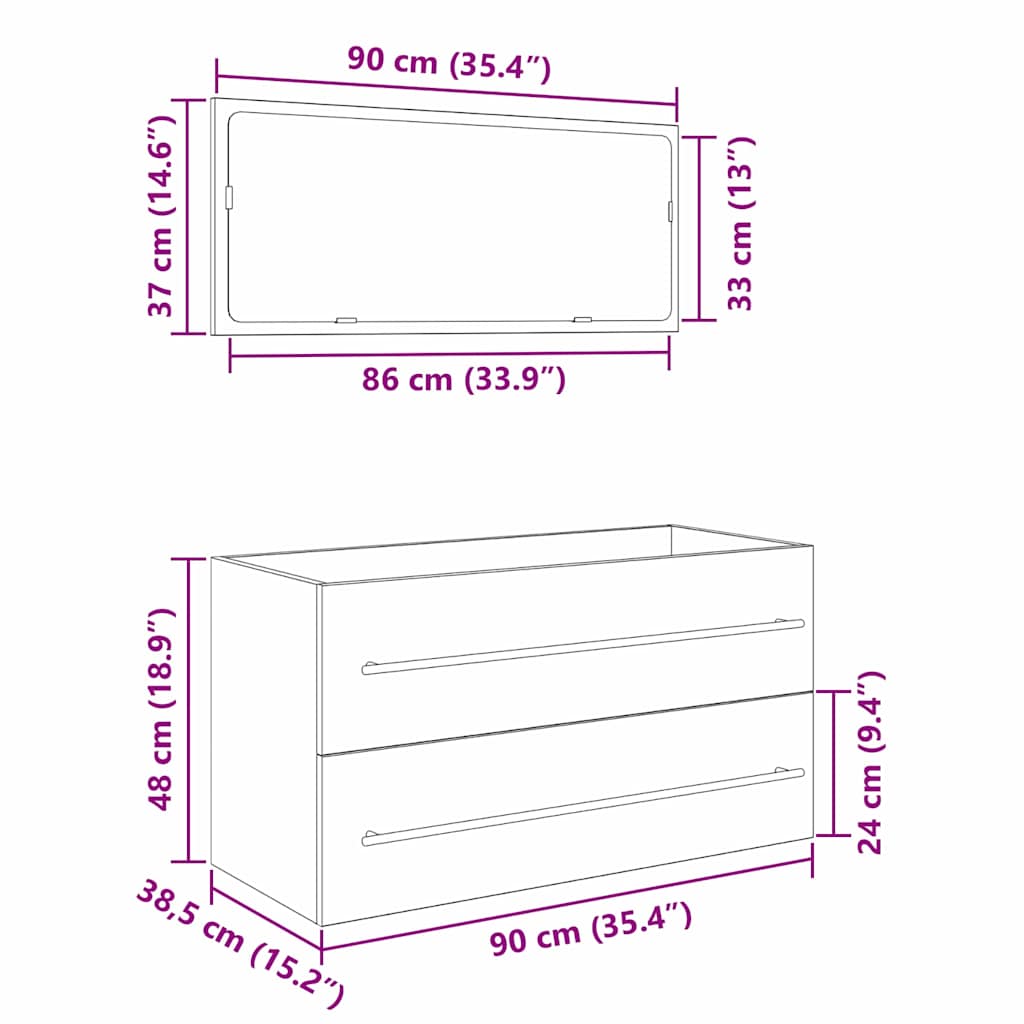 vidaXL Szafka Zlewozmywakowa z szufladą Czarny Dąb 90 x 45 x 1.5 cm