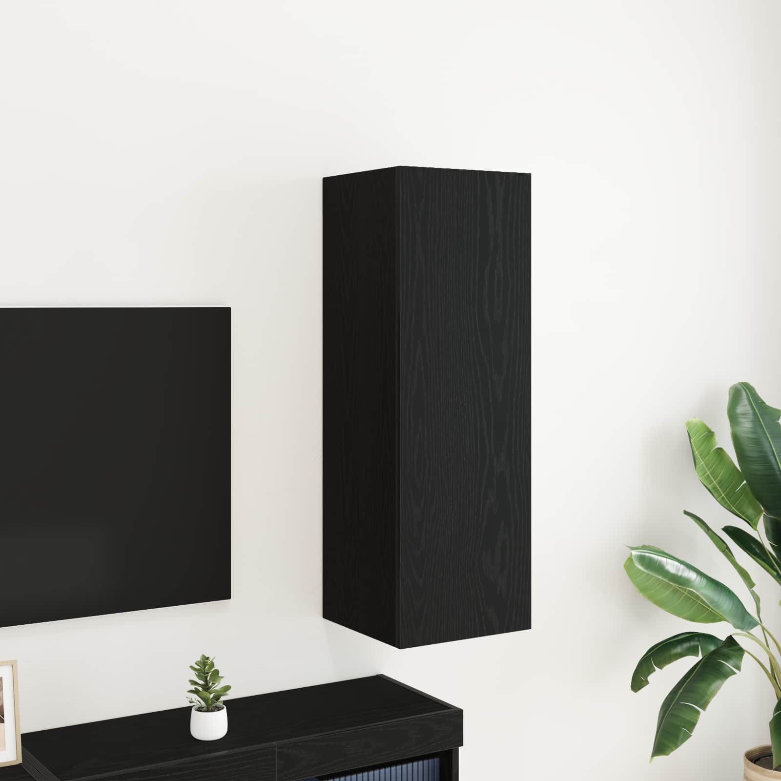 vidaXL Szafka na Telewizor na Ścianę Czarny Dąb 30,5 x 30 x 90 cm