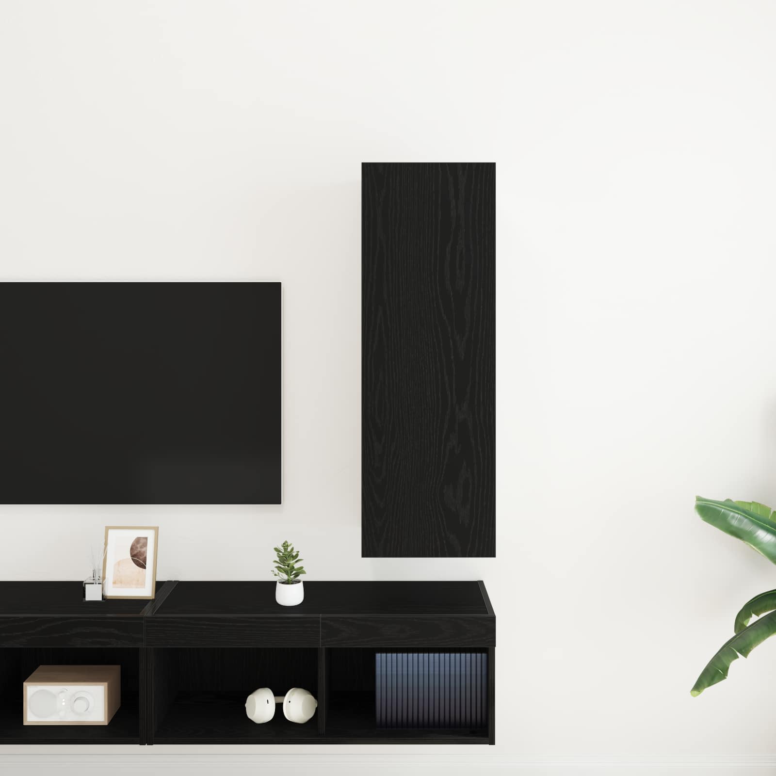 vidaXL Szafka na Telewizor na Ścianę Czarny Dąb 30,5 x 30 x 90 cm