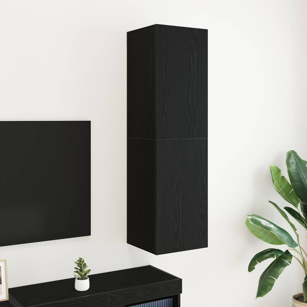 vidaXL Szafka na Telewizor na Ścianę Czarny Dąb 30,5 x 30 x 110 cm