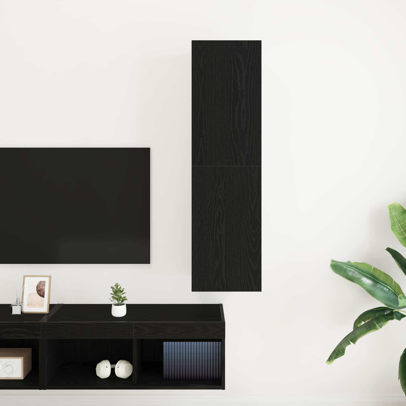 vidaXL Szafka na Telewizor na Ścianę Czarny Dąb 30,5 x 30 x 110 cm