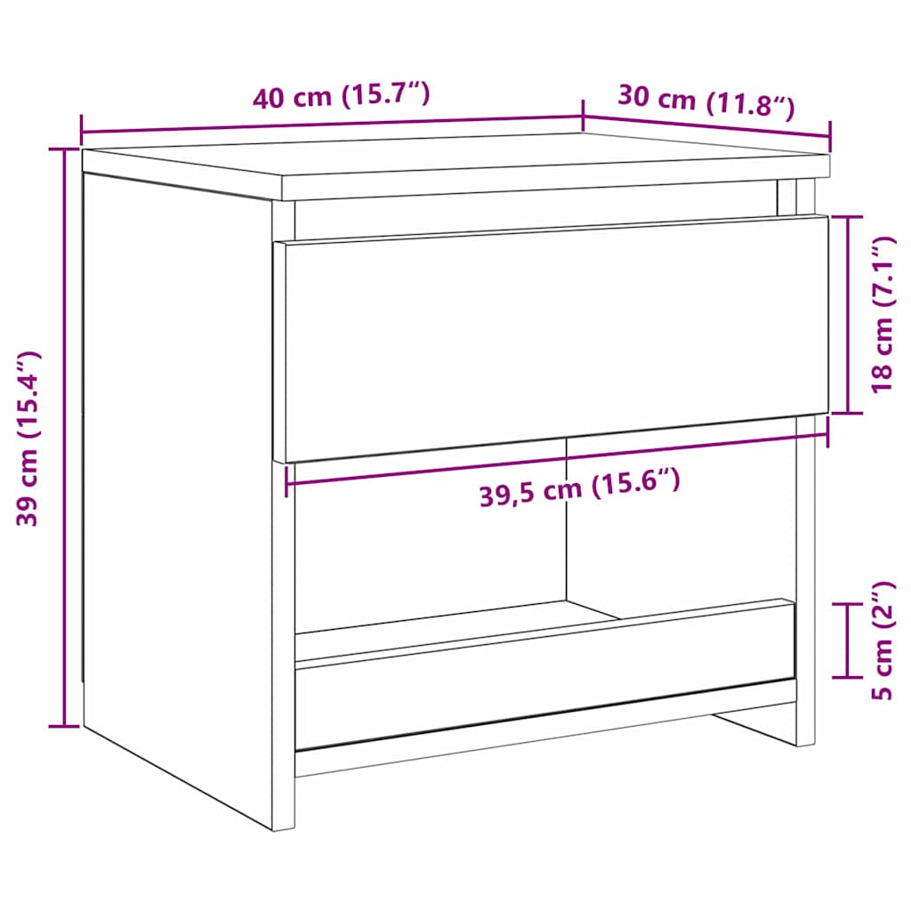vidaXL Szafka Nocna Czarny Dąb 40 x 30 x 39 cm Materiał drewnopochodny