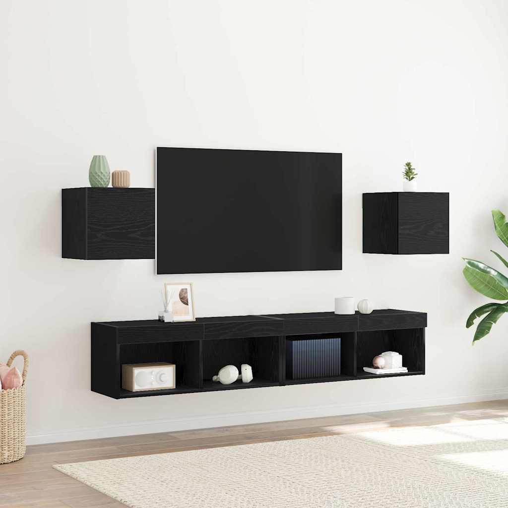 vidaXL Szafka na telewizor montowana na ścianie 2 pcs Czarny dąb