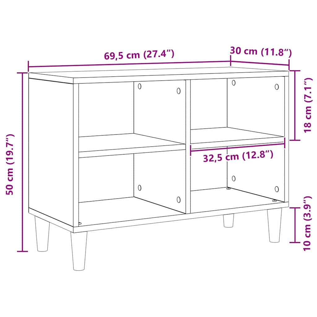 vidaXL Szafka pod telewizor Stare drewno 69,5 x 30 x 50 cm
