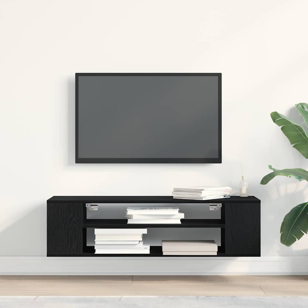 vidaXL Szafka pod telewizor Czarny Dąb 100 x 30 x 26,5 cm
