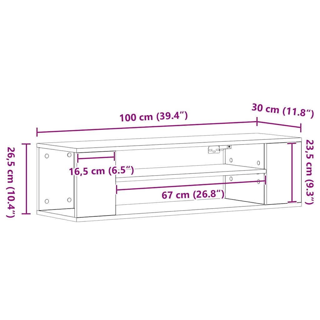 vidaXL Szafka pod telewizor Czarny Dąb 100 x 30 x 26,5 cm