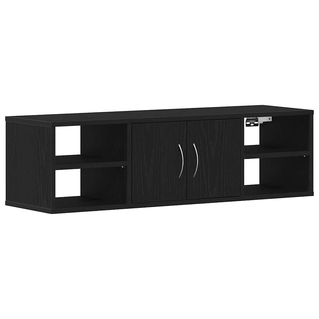 vidaXL Półka ścienna z półką z drzwiami Czarny Dąb 102 x 30 x 29 cm