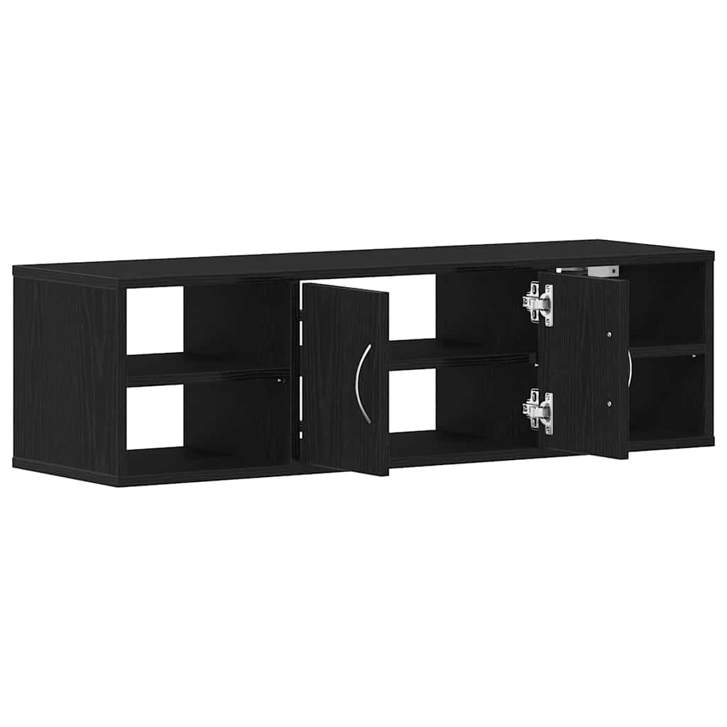 vidaXL Półka ścienna z półką z drzwiami Czarny Dąb 102 x 30 x 29 cm