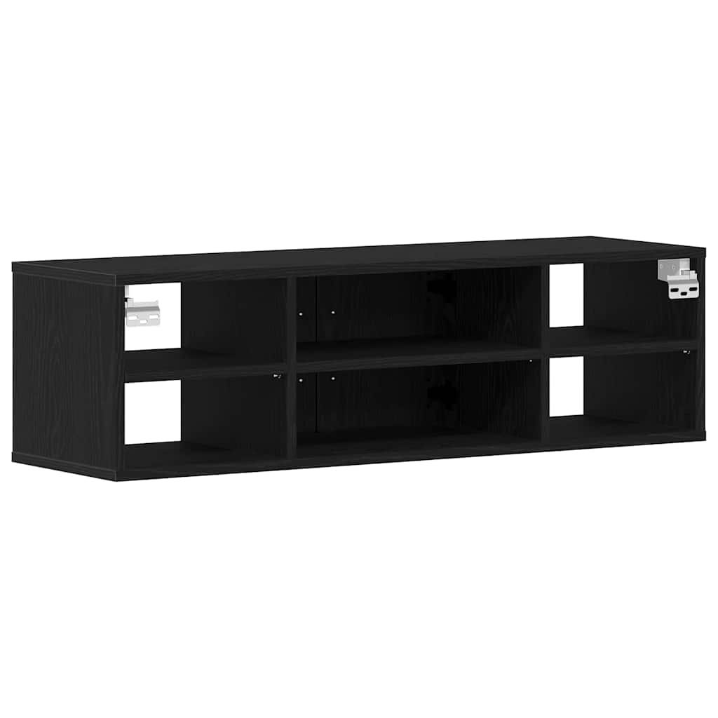 vidaXL Półka ścienna z półką z drzwiami Czarny Dąb 102 x 30 x 29 cm