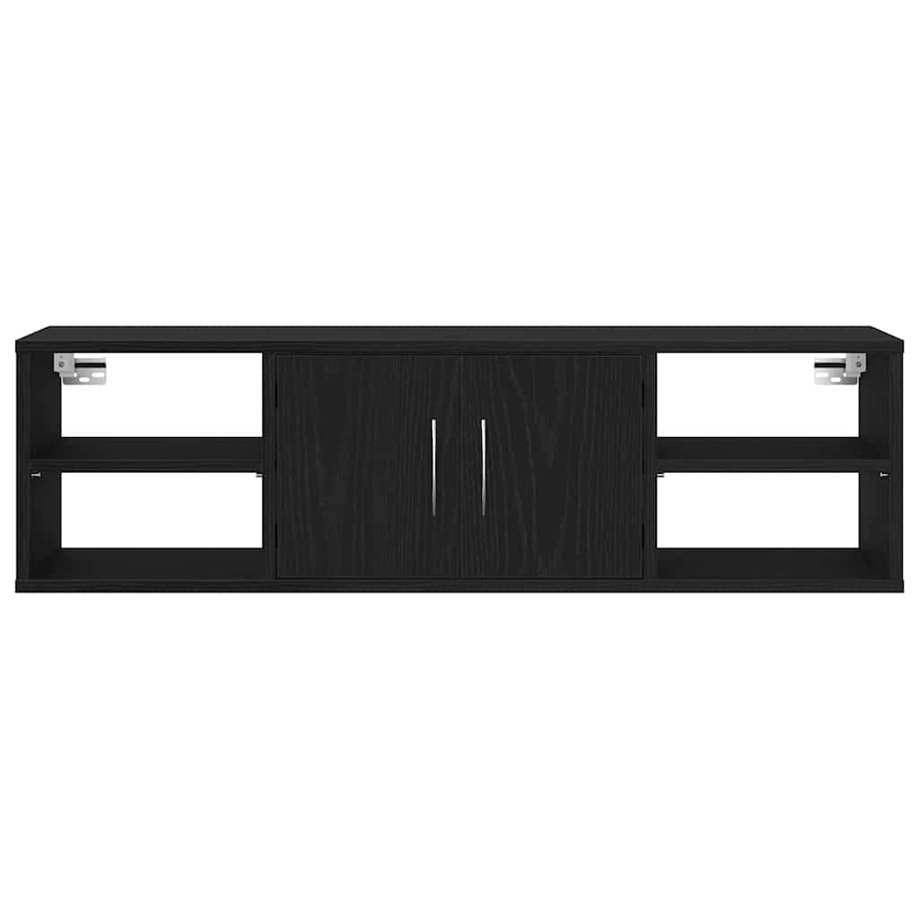 vidaXL Półka ścienna z półką z drzwiami Czarny Dąb 102 x 30 x 29 cm