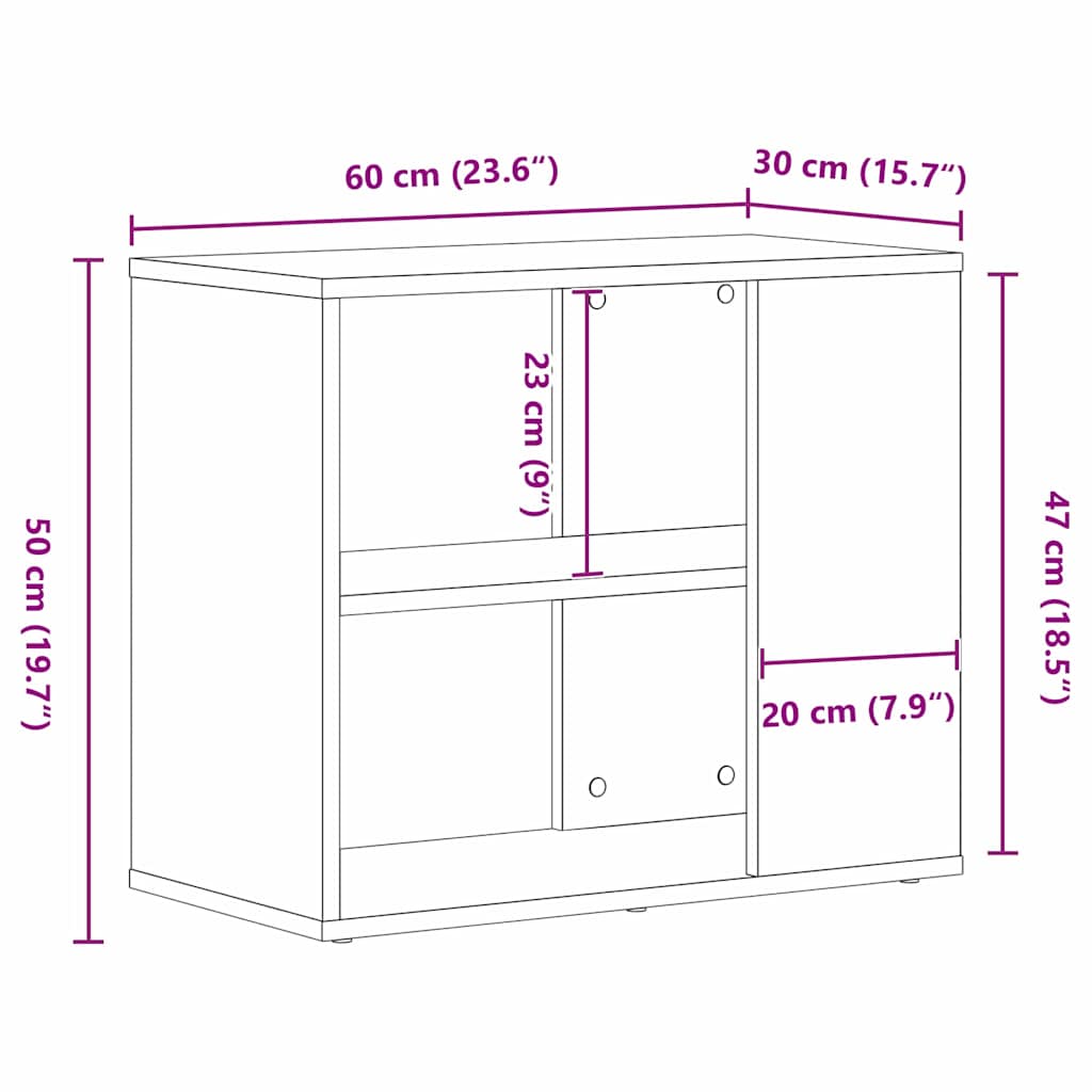 vidaXL Bufet Czarny Dąb 60 x 30 x 50 cm Materiał drewnopochodny
