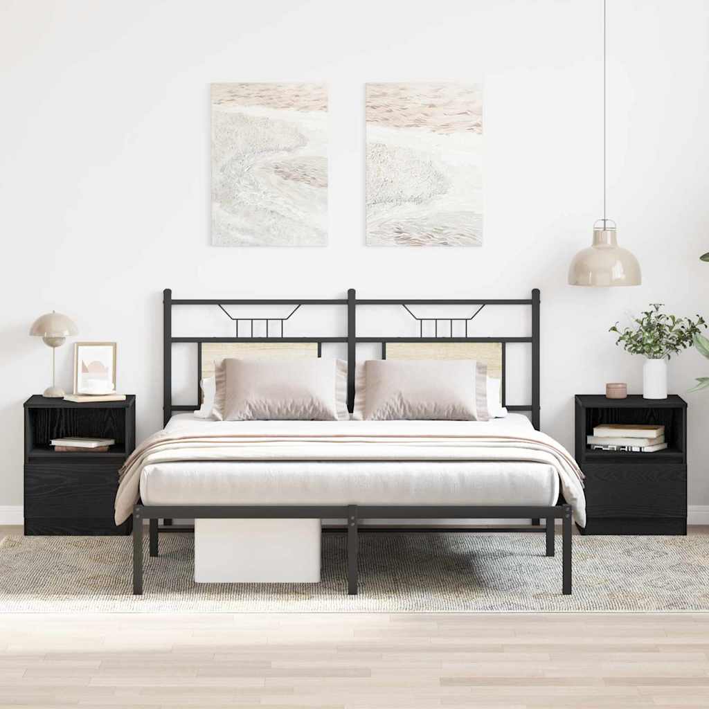 vidaXL Szafka Nocna z szufladą 2 pcs Czarny Dąb 40 x 40 x 50 cm