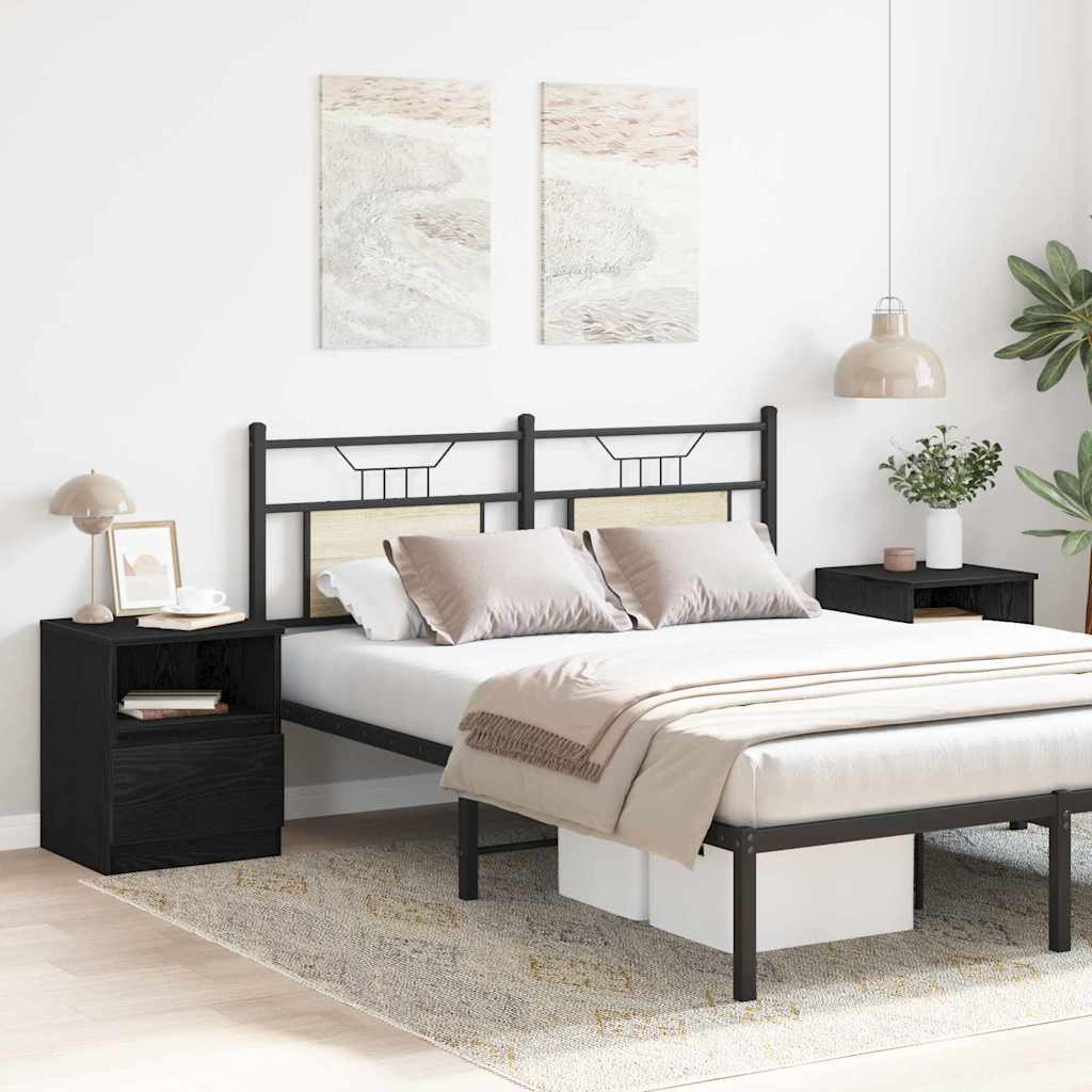 vidaXL Szafka Nocna z szufladą 2 pcs Czarny Dąb 40 x 40 x 50 cm