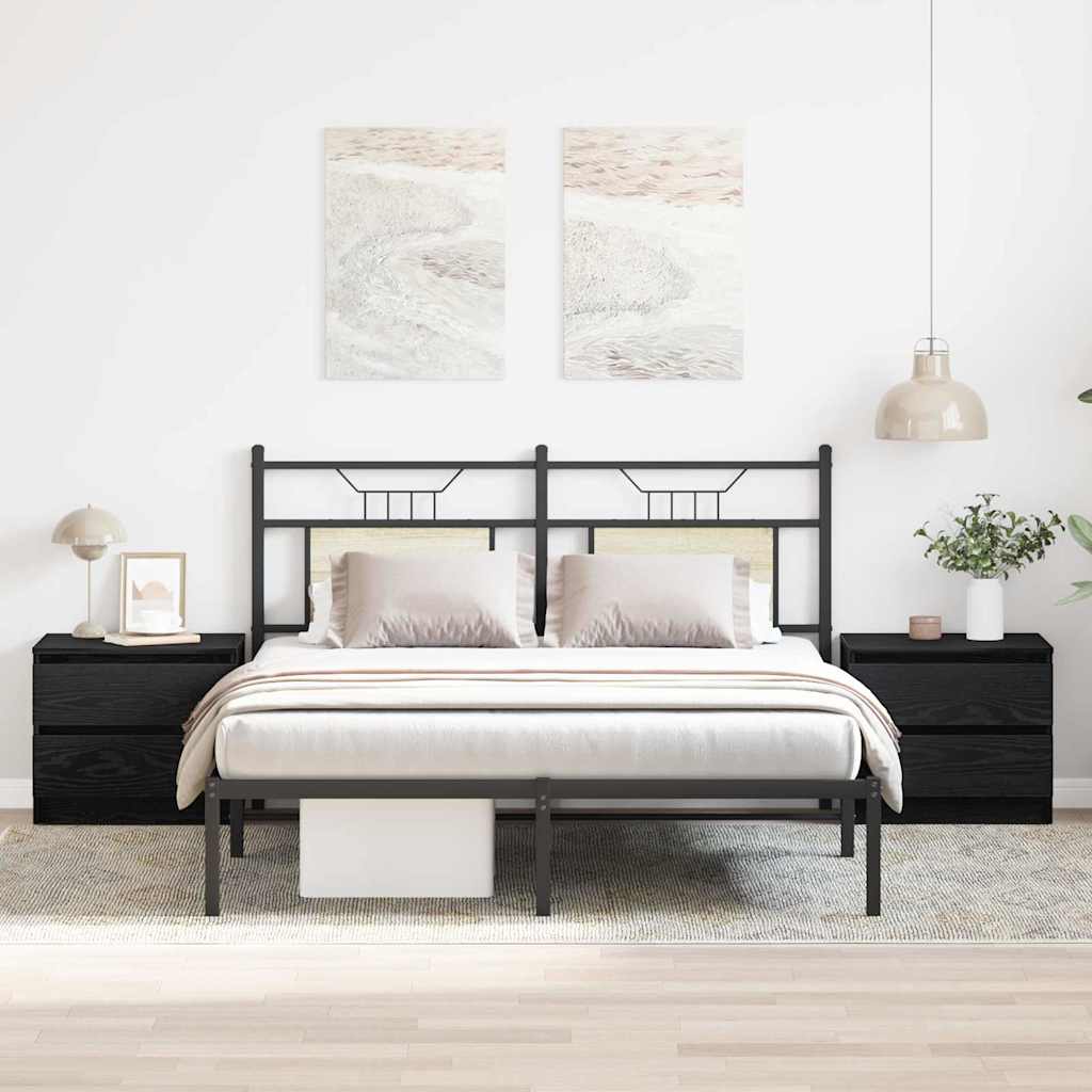 vidaXL Szafka Nocna z szufladą 2 pcs Czarny Dąb 50 x 40 x 43,5 cm