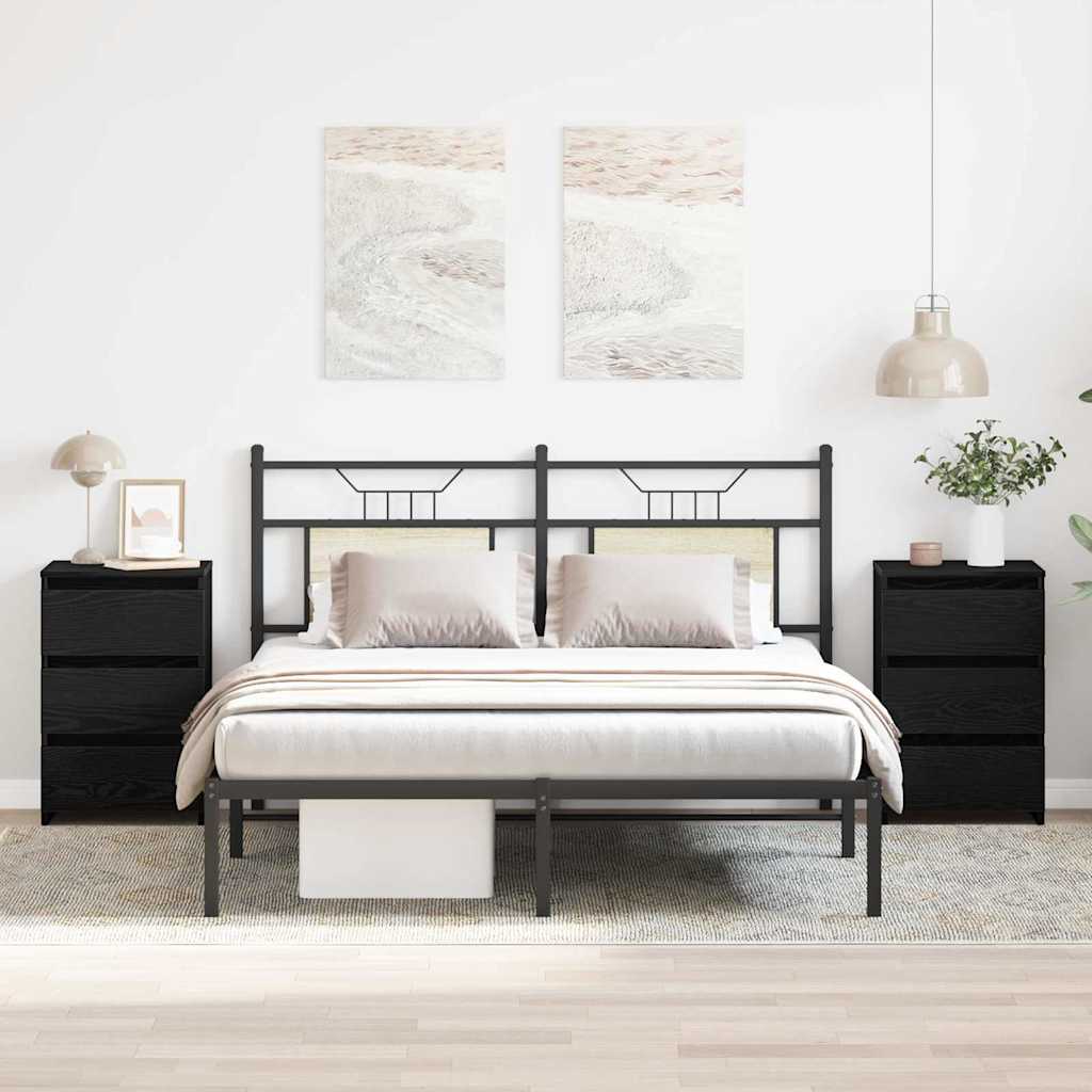 vidaXL Szafka Nocna z szufladą 2 pcs Czarny Dąb 40 x 35 x 62,5 cm