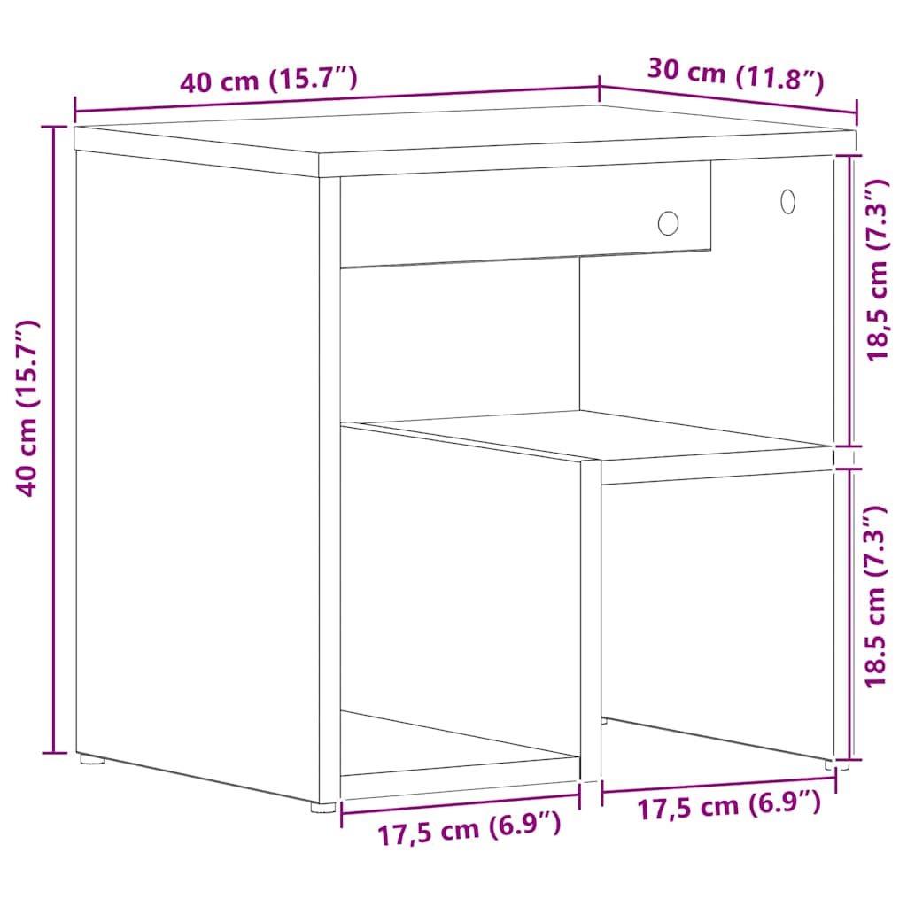 vidaXL Szafka Nocna Czarny Dąb 40 x 30 x 40 cm Materiał drewnopochodny