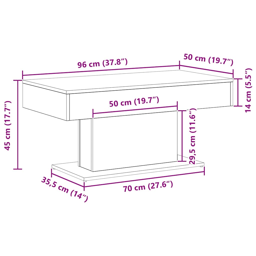 vidaXL Stolik kawowy Czarny Dąb 96 x 50 x 45 cm
