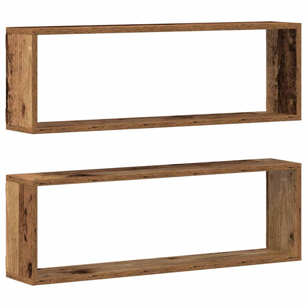 vidaXL Półki ścienne z półką 2 pcs Stare drewno 80 x 15 x 26 cm