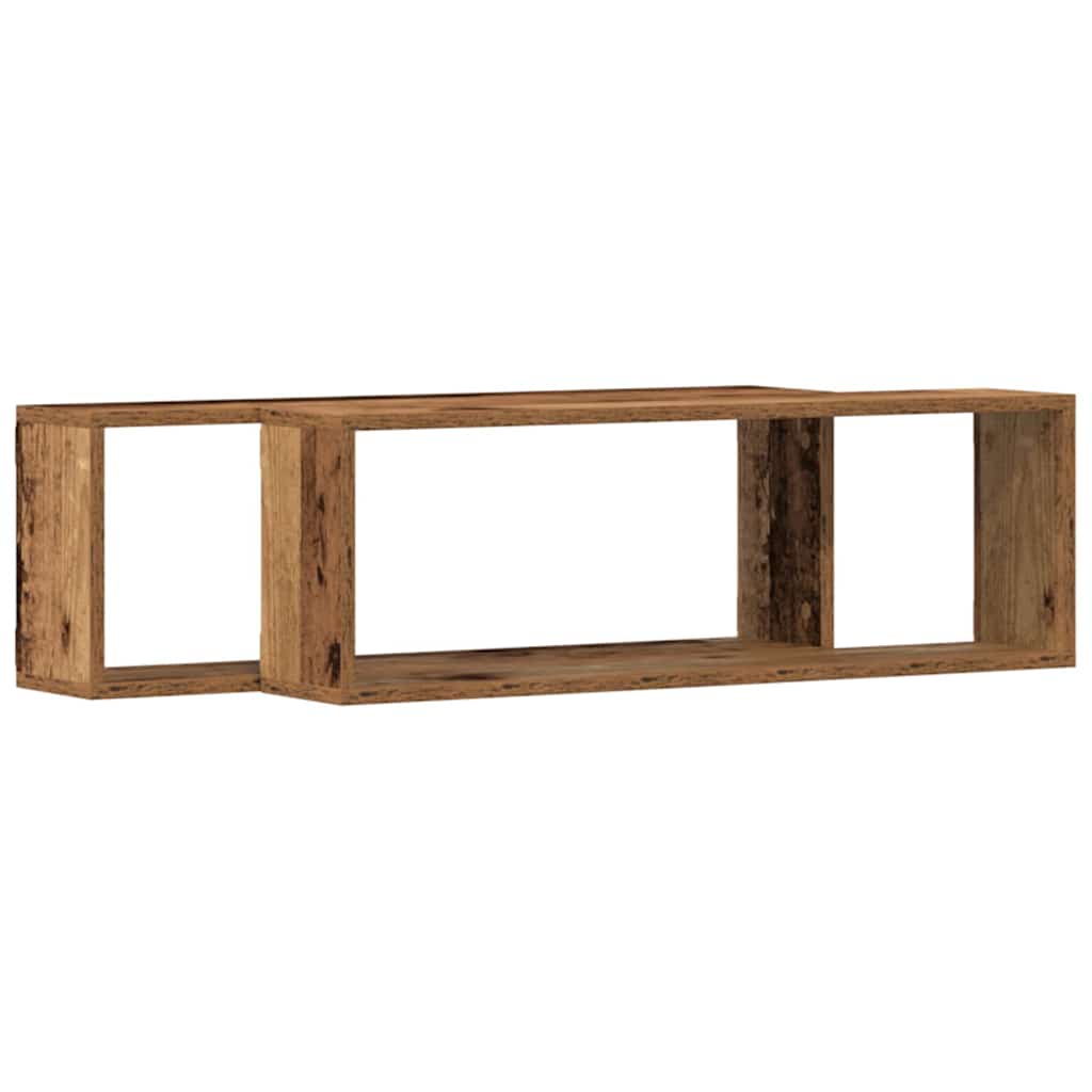 vidaXL Półki ścienne z półką 2 pcs Stare drewno 80 x 15 x 26 cm