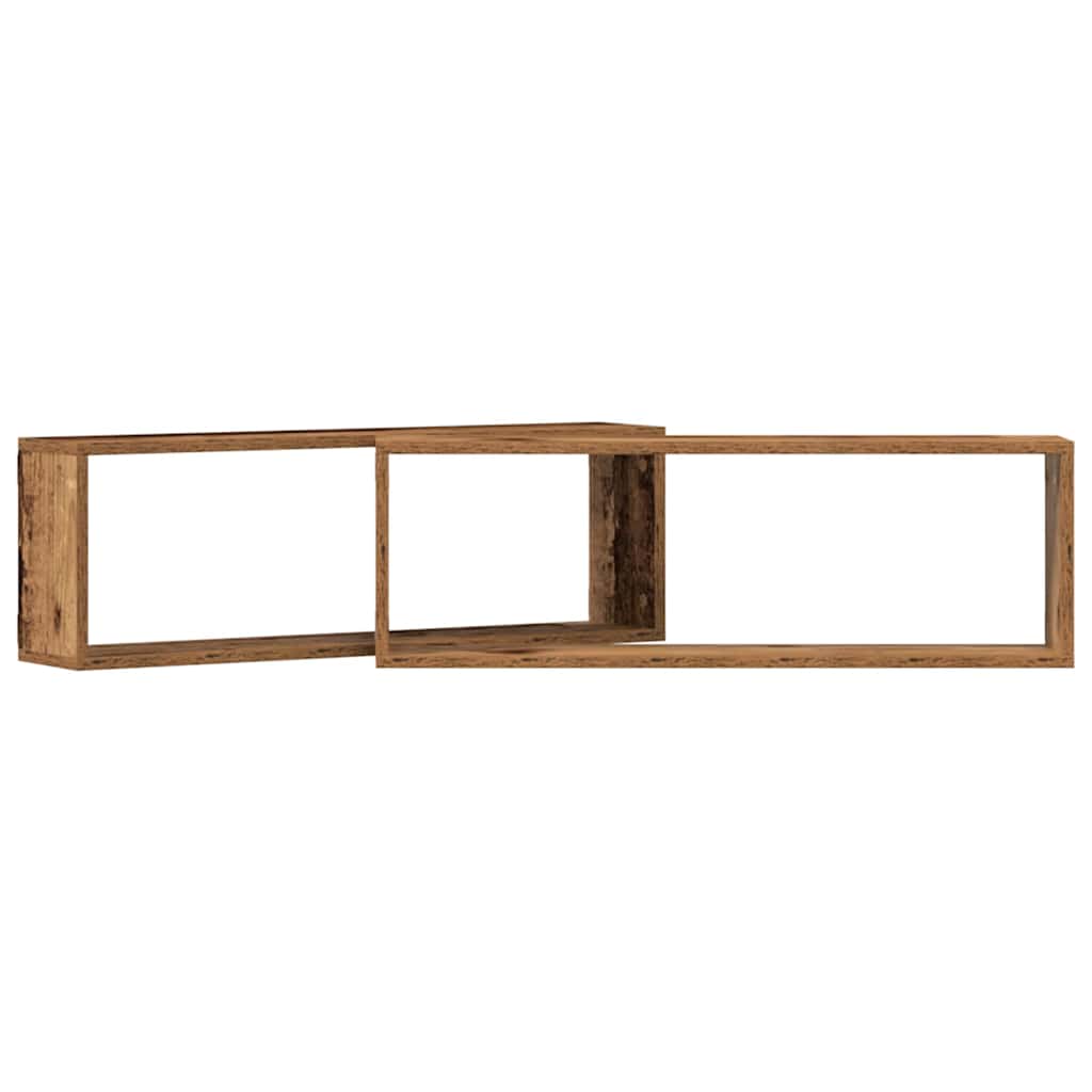 vidaXL Półki ścienne z półką 2 pcs Stare drewno 80 x 15 x 26 cm