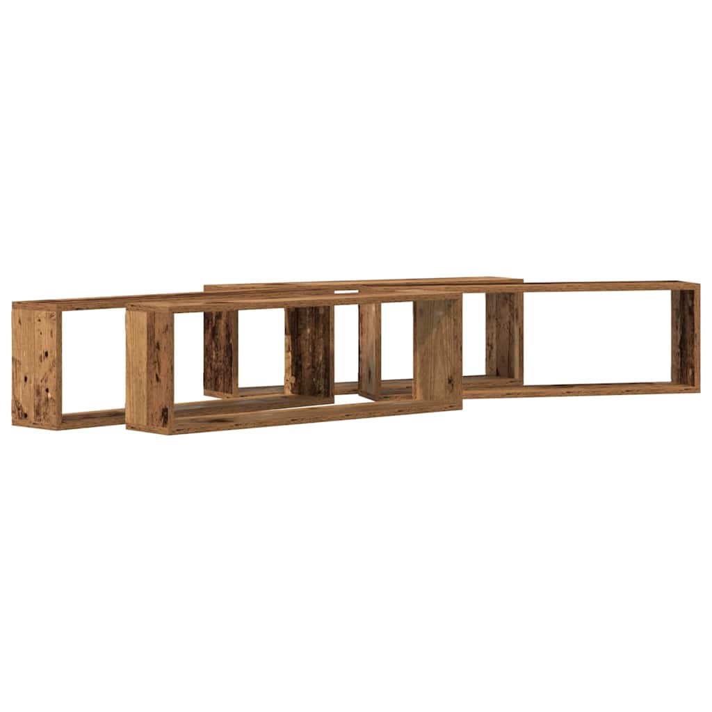 vidaXL Półki ścienne z półką 4 pcs Stare drewno 80 x 15 x 26 cm