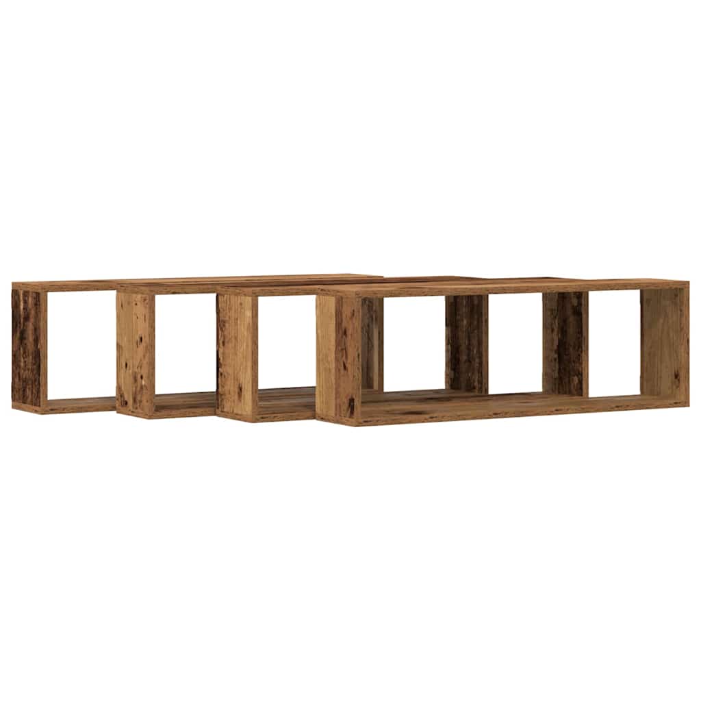 vidaXL Półki ścienne z półką 4 pcs Stare drewno 80 x 15 x 26 cm