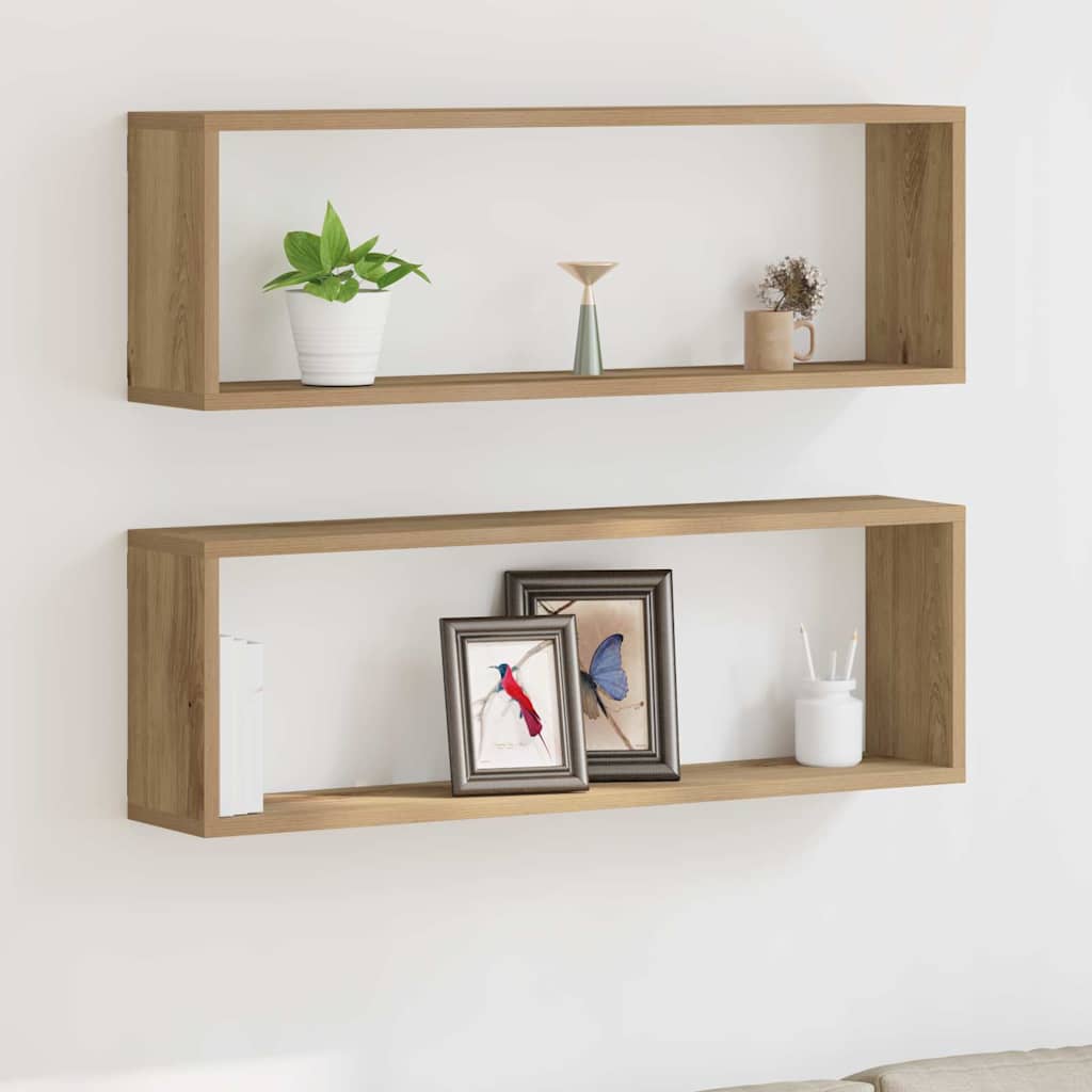 vidaXL Półki ścienne z półką 2 pcs Dąb rzemieślniczy 80 x 15 x 26 cm