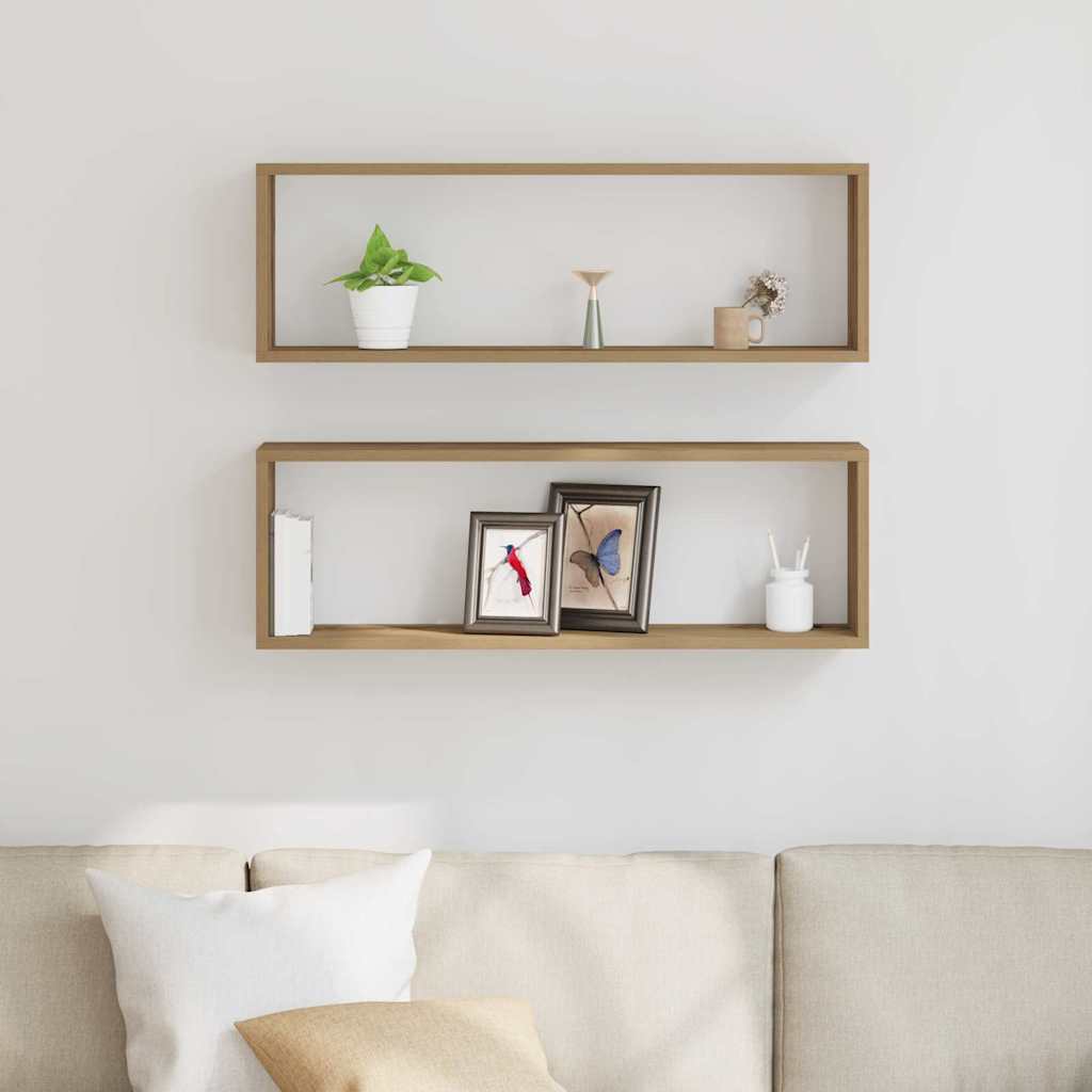 vidaXL Półki ścienne z półką 2 pcs Dąb rzemieślniczy 80 x 15 x 26 cm