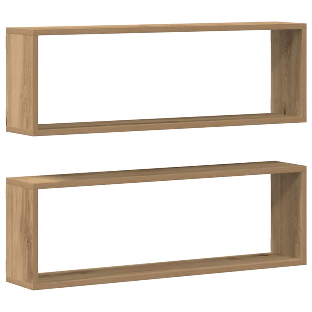 vidaXL Półki ścienne z półką 2 pcs Dąb rzemieślniczy 80 x 15 x 26 cm
