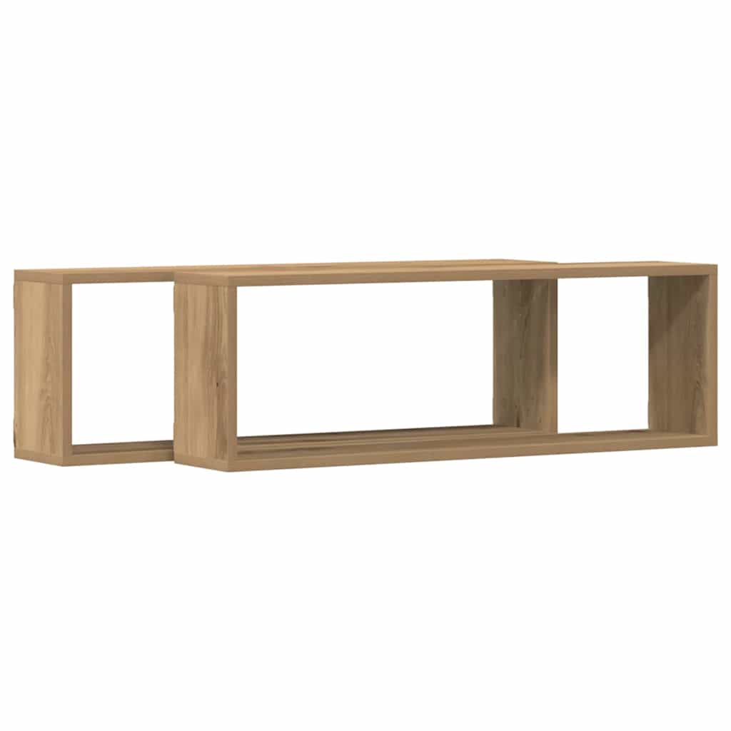 vidaXL Półki ścienne z półką 2 pcs Dąb rzemieślniczy 80 x 15 x 26 cm