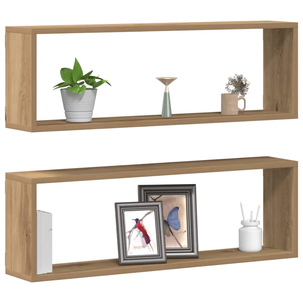 vidaXL Półki ścienne z półką 2 pcs Dąb rzemieślniczy 80 x 15 x 26 cm