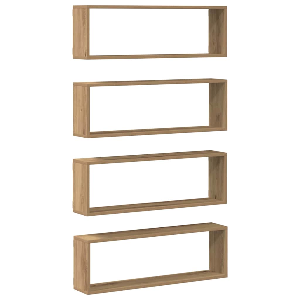 vidaXL Półki ścienne z półką 4 pcs Dąb rzemieślniczy 80 x 15 x 26 cm