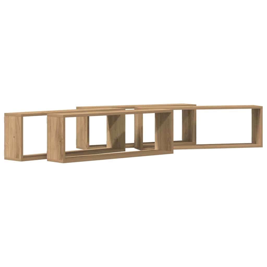 vidaXL Półki ścienne z półką 4 pcs Dąb rzemieślniczy 80 x 15 x 26 cm