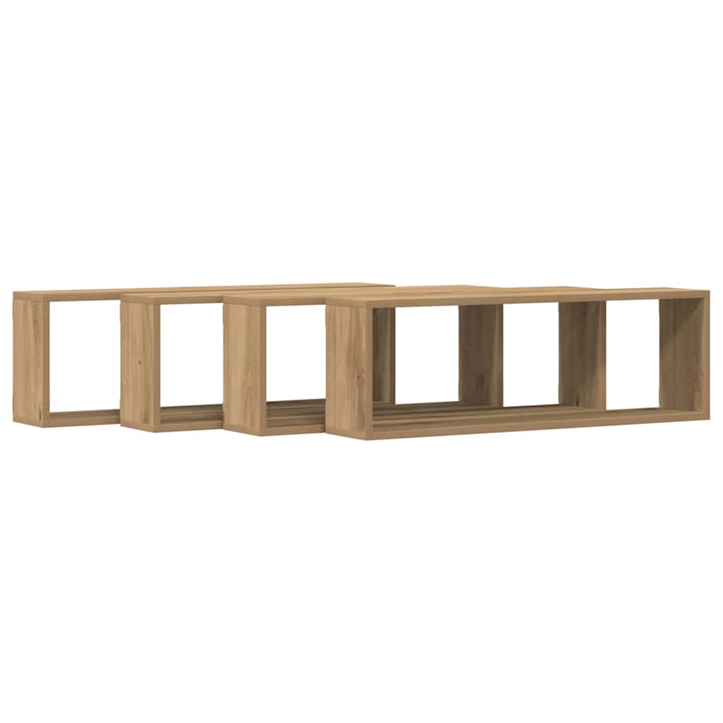 vidaXL Półki ścienne z półką 4 pcs Dąb rzemieślniczy 80 x 15 x 26 cm