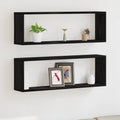 vidaXL Półki ścienne z półką 2 pcs Czarny Dąb 80 x 15 x 26 cm