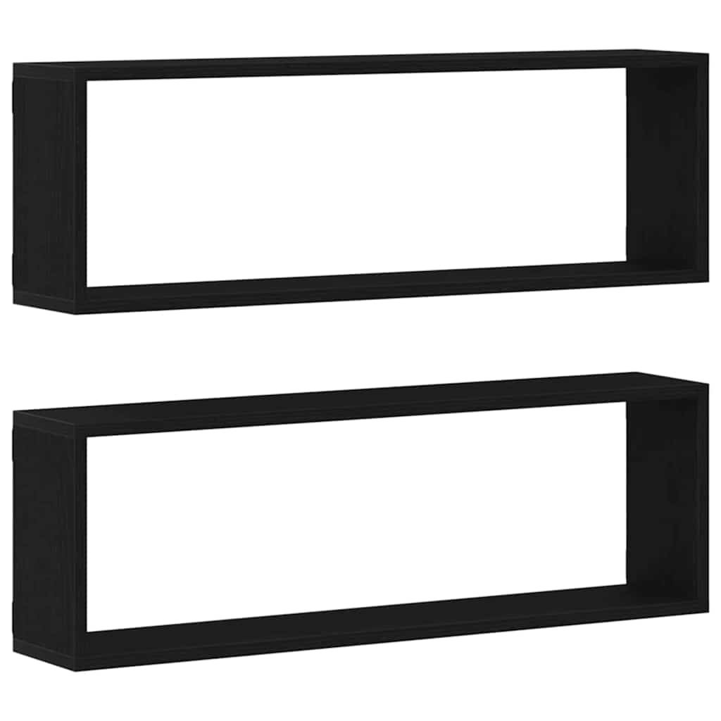 vidaXL Półki ścienne z półką 2 pcs Czarny Dąb 80 x 15 x 26 cm
