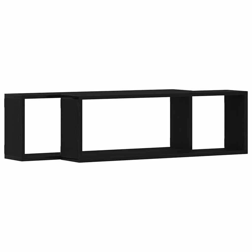 vidaXL Półki ścienne z półką 2 pcs Czarny Dąb 80 x 15 x 26 cm