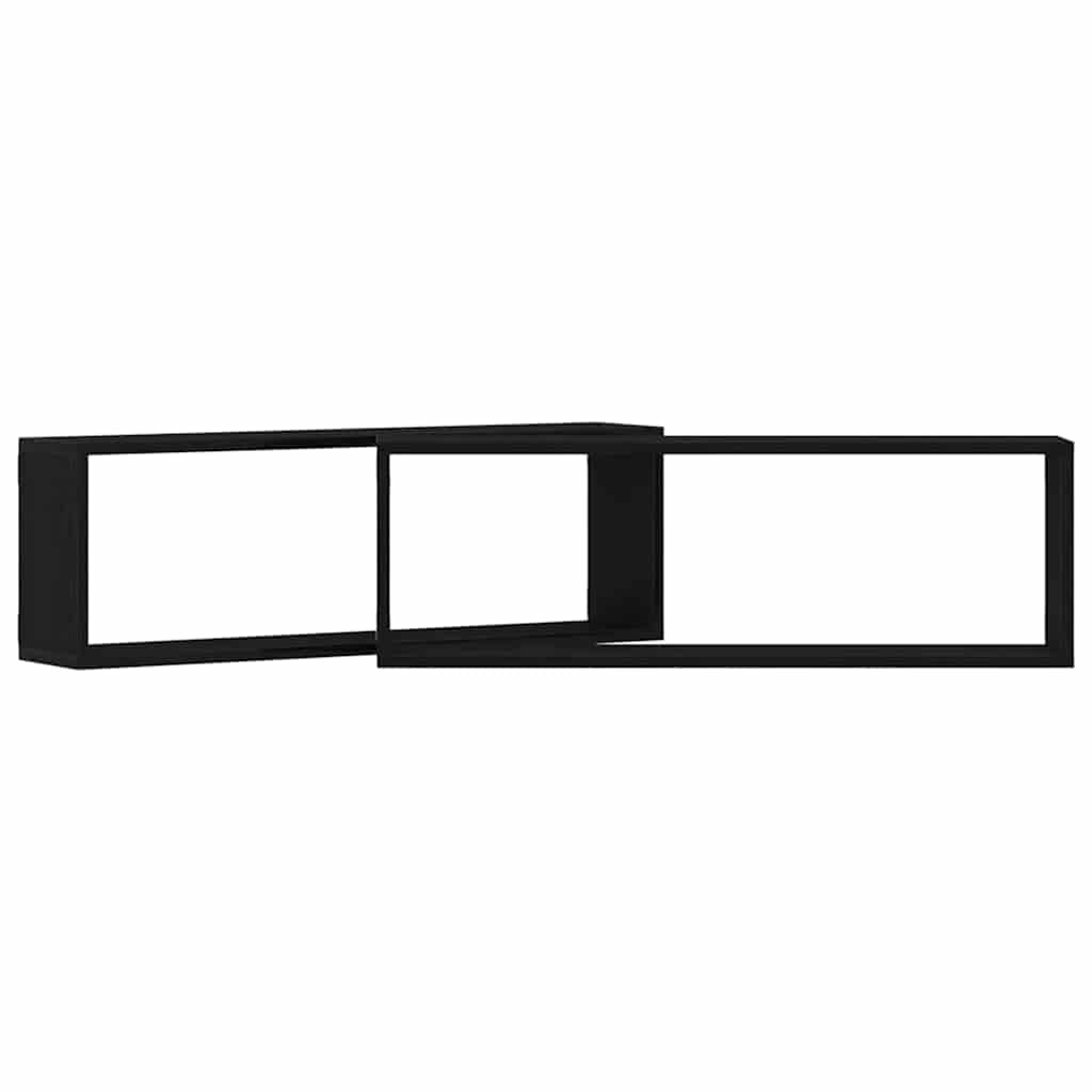 vidaXL Półki ścienne z półką 2 pcs Czarny Dąb 80 x 15 x 26 cm