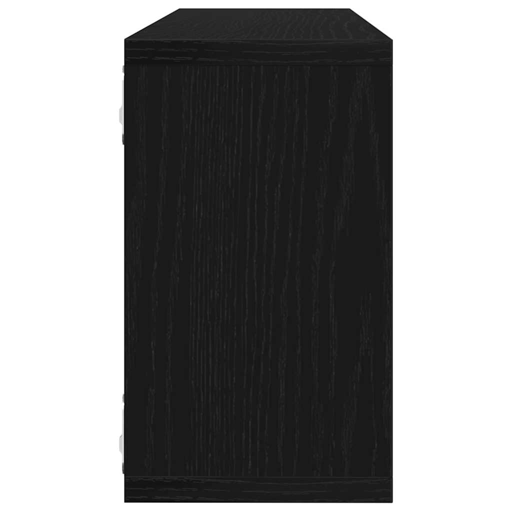 vidaXL Półki ścienne z półką 2 pcs Czarny Dąb 80 x 15 x 26 cm