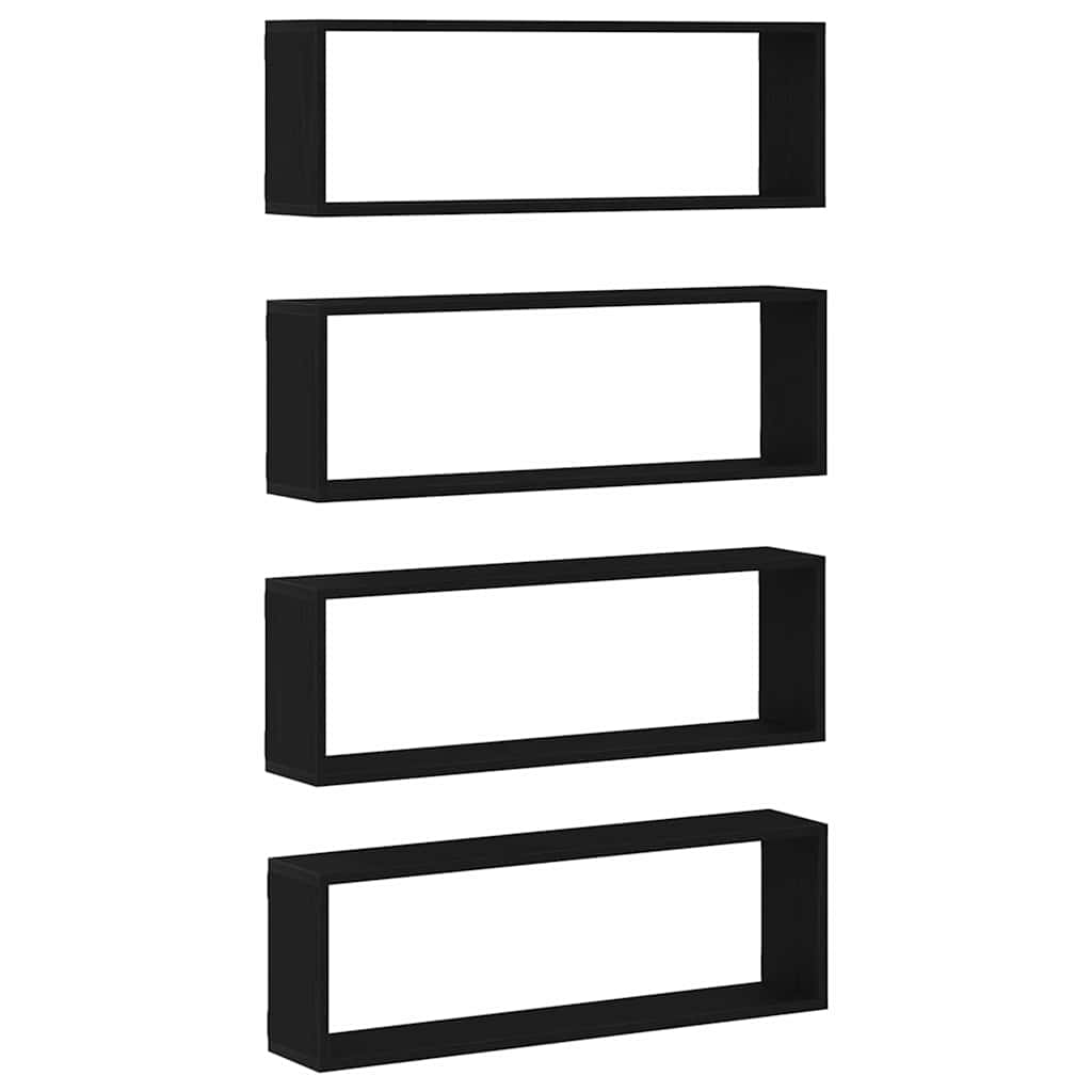 vidaXL Półki ścienne z półką 4 pcs Czarny Dąb 80 x 15 x 26 cm
