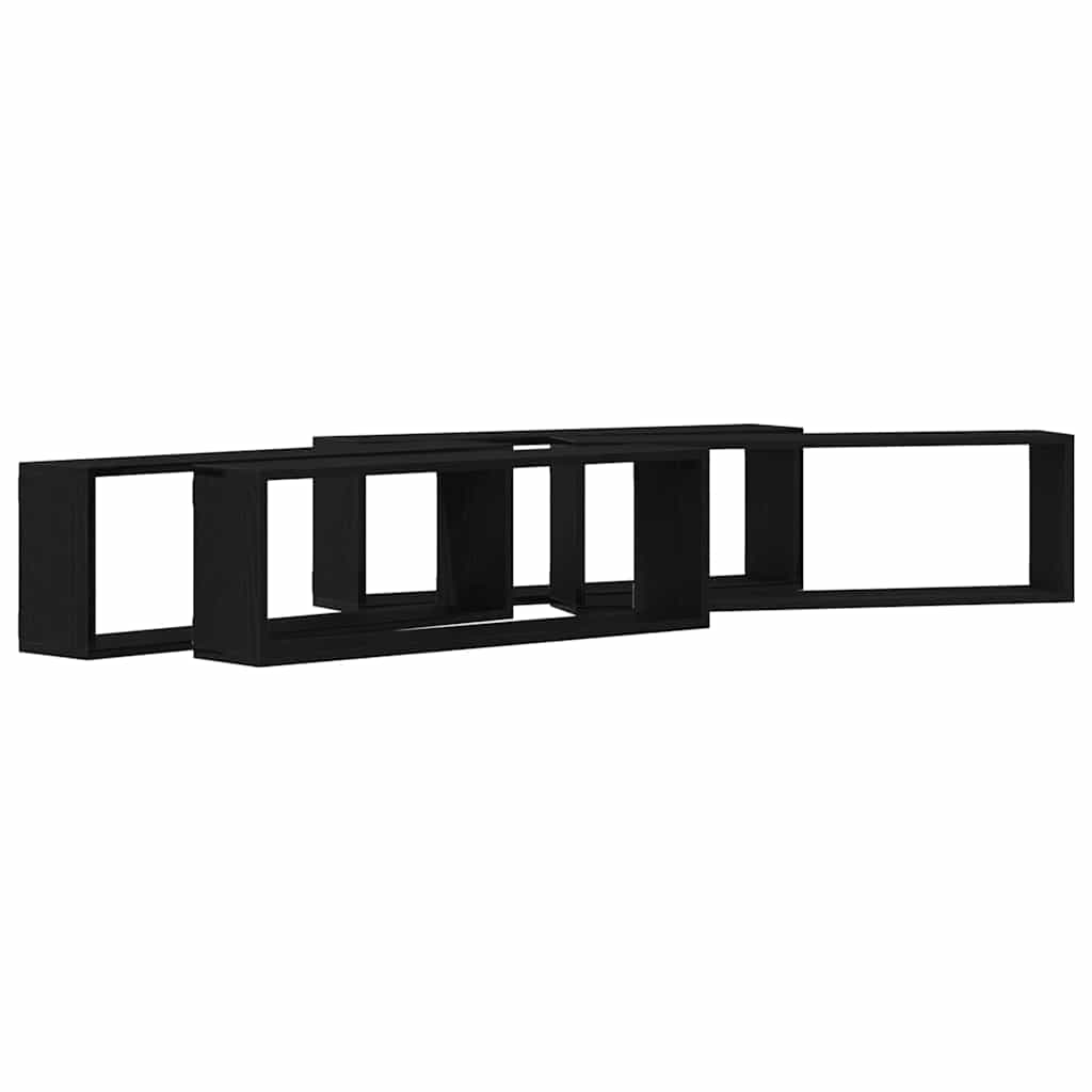 vidaXL Półki ścienne z półką 4 pcs Czarny Dąb 80 x 15 x 26 cm