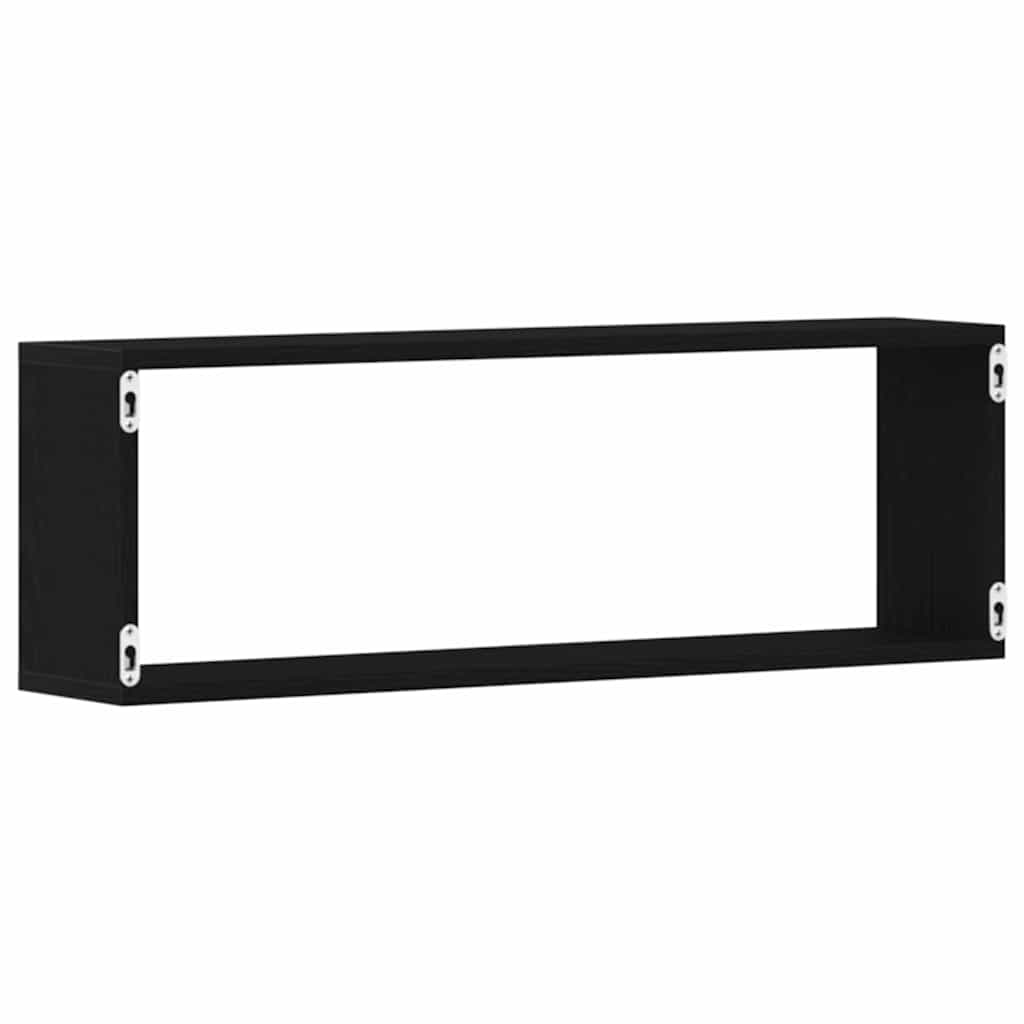 vidaXL Półki ścienne z półką 4 pcs Czarny Dąb 80 x 15 x 26 cm