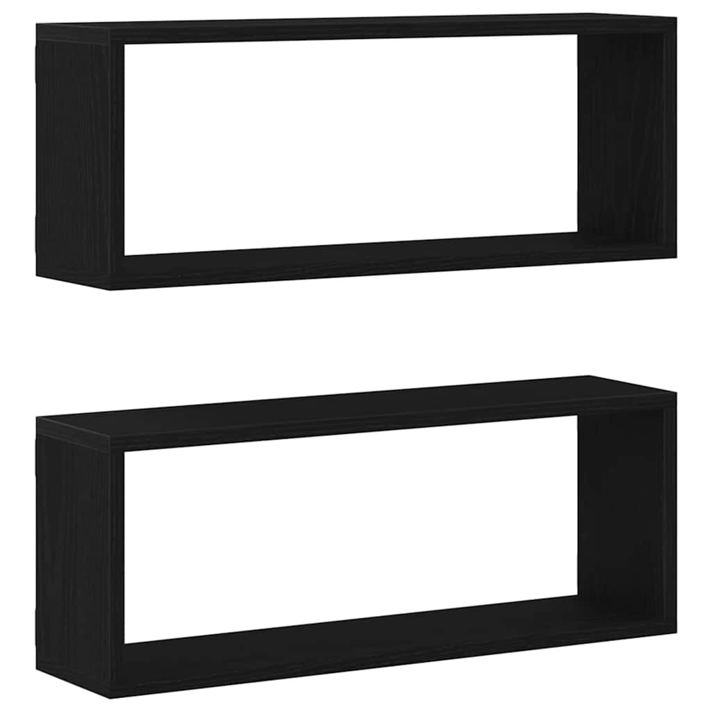 vidaXL Półki ścienne z półką 2 pcs Czarny Dąb 60 x 15 x 23 cm