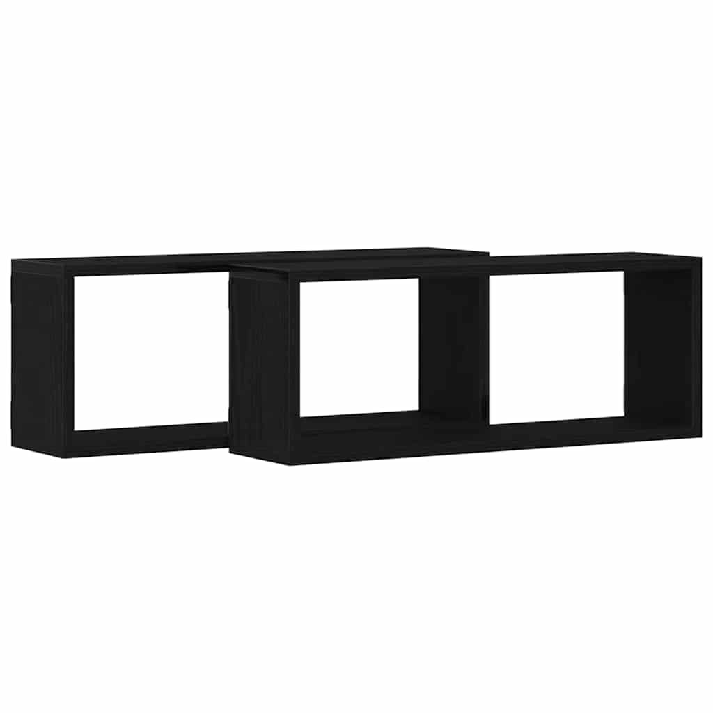 vidaXL Półki ścienne z półką 2 pcs Czarny Dąb 60 x 15 x 23 cm