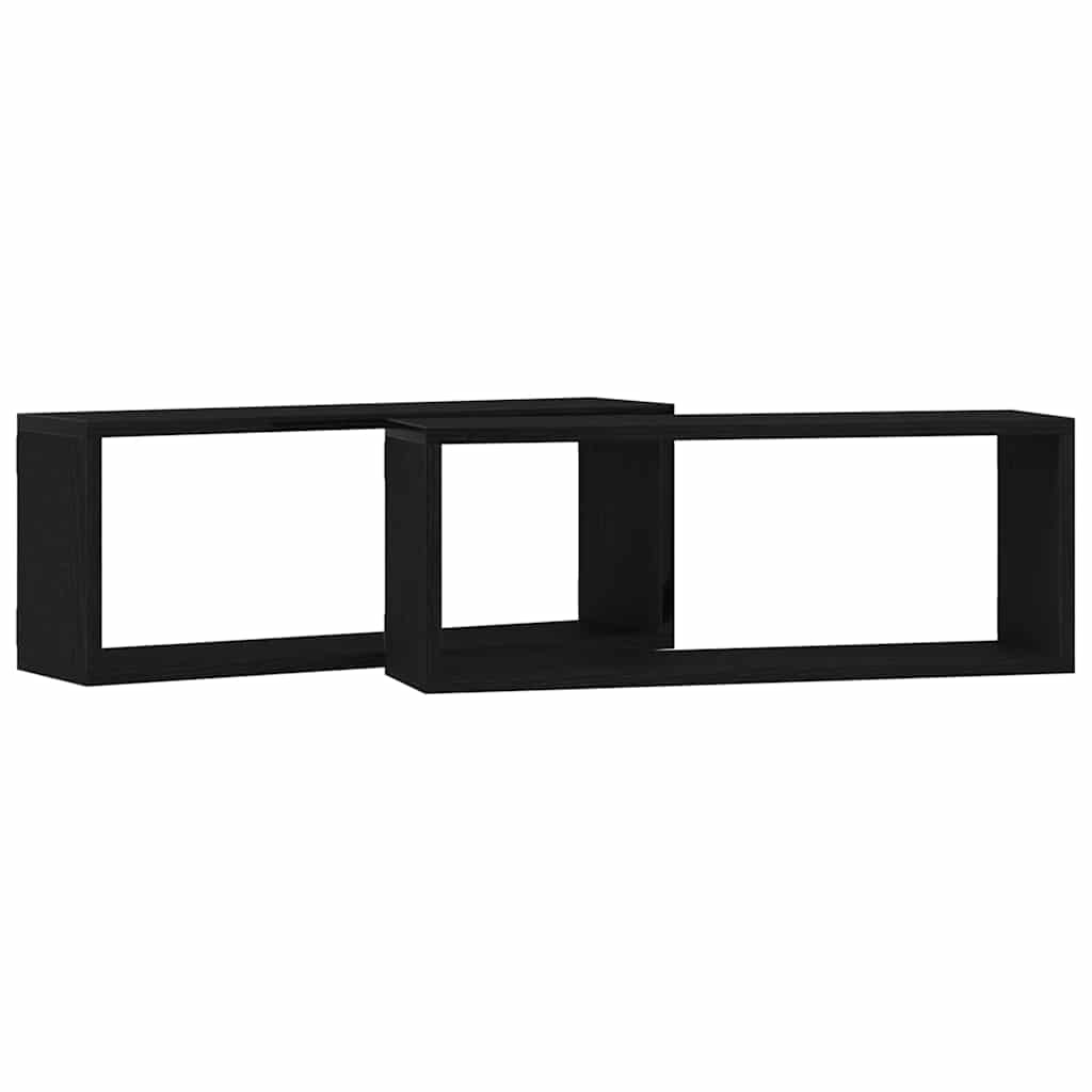 vidaXL Półki ścienne z półką 2 pcs Czarny Dąb 60 x 15 x 23 cm