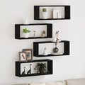 vidaXL Półki ścienne z półką 4 pcs Czarny Dąb 60 x 15 x 23 cm